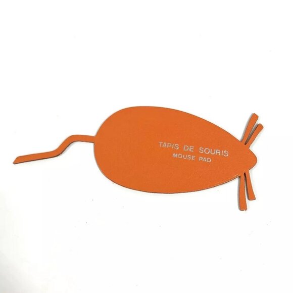 HERMES Bicolor PC PC interior Logo Mouse Pad Leather Red/Brown - Picture 3 of 12